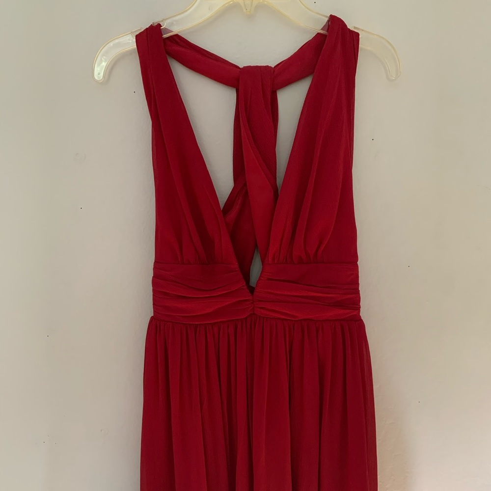 Deep-V Red Prom dress